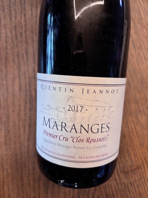QUENTIN JEANNOT MARANGES 1ER CRU ROUGE LES CLOS ROUSSOTS 2017
